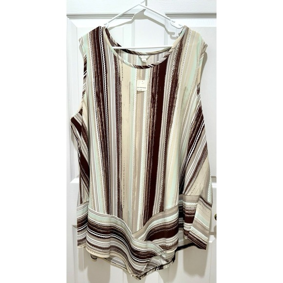 Cato Est 1946 Tops - Women's Sleeveless Tunic Boho Hippie Shades of Browns Plus 26/28